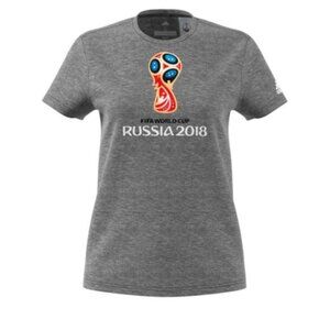 Adidas Russia 2018 FIFA Word Cup Soccer Football Gray Logo T-shirt Top Small